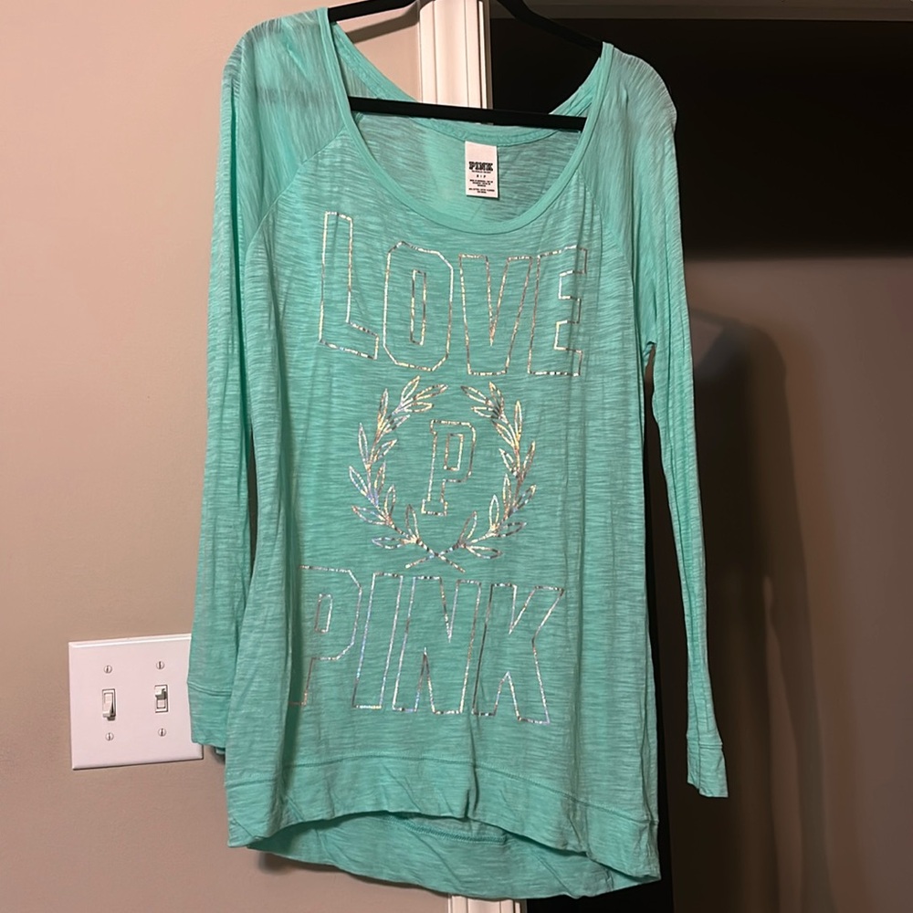 Victoria’s Secret pink long sleeve teal top